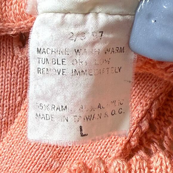 Vintage Open Knit Tie Front Cardigan Sweater Cottage Prairie Coastal Grandma L - Picture 7 of 7